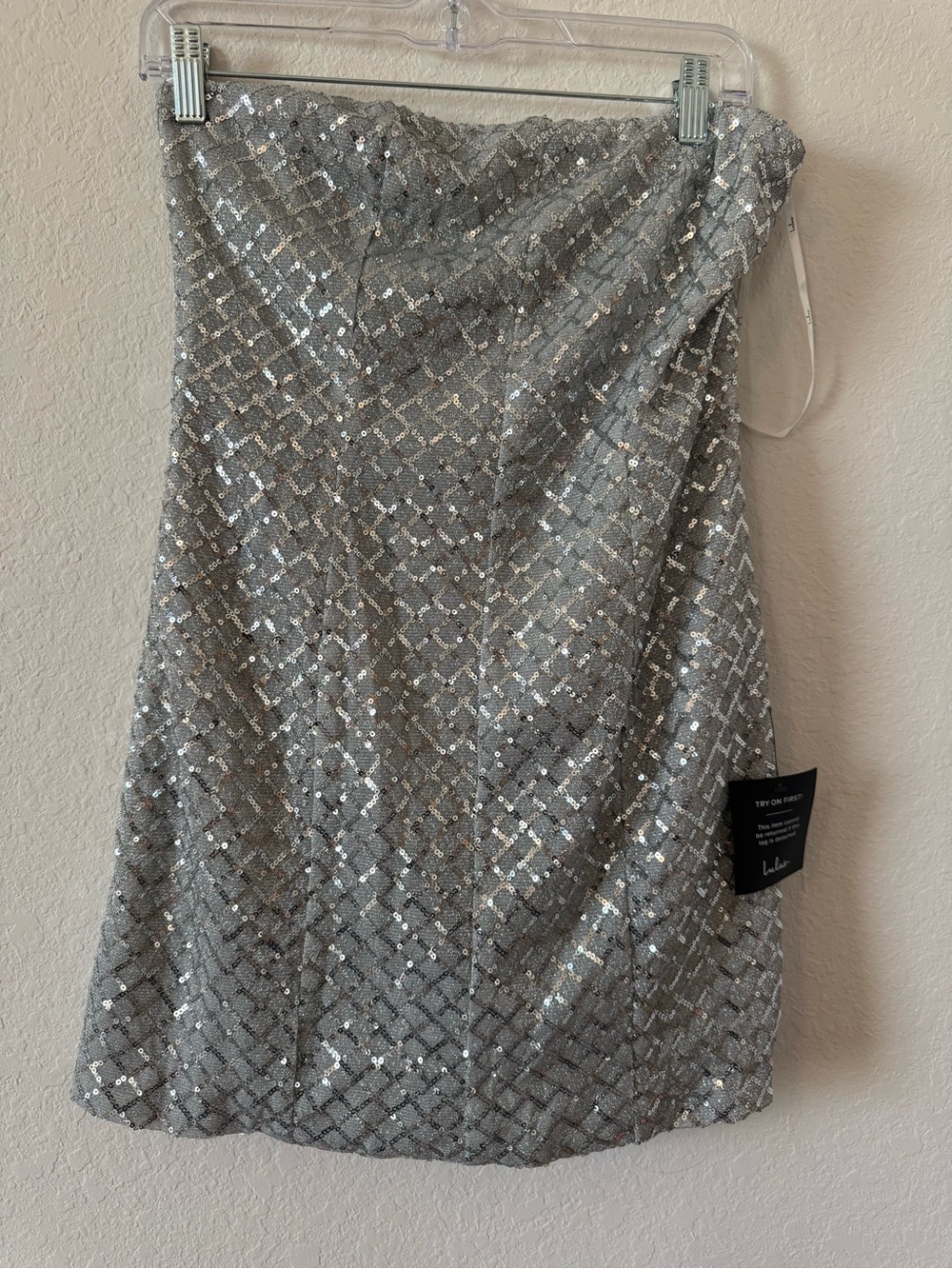 Women’s Lulus Radiant Readiness Silver Sequin Lurex Skort Romper NWT Size M